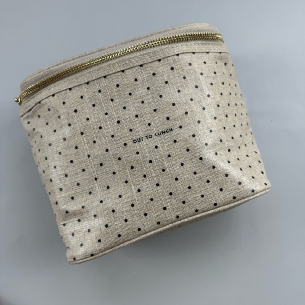 Kate Spade NY “Out to Lunch” Polka Dot Lunch Pouch Cosmetic Bag Beige